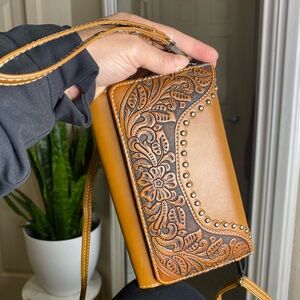 Montana West Tan and Brown Embossed Crossbody Bag